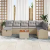 Image de Ensemble De CanapÃ© De Jardin 9 PiÃ¨ces Avec Coussins Beige En Rattan Poly, CanapÃ© De Jardin 2 Places Avec Rangement Et Coussins Beige En Rattan Poly