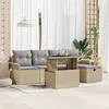 Image de vidaXL Ensemble De Canapé De Jardin Vidaxl 6 Pièces Avec Coussins Rattan Beige, Canapé De Jardin 2 Places Vidaxl Avec Rangement Et Coussins Rattan Beige