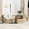 Image de Vidaxl Ensemble De CanapÃ© De Jardin 7 PiÃ¨ces Avec Coussins Beige En Poly Rattan, Vidaxl CanapÃ© De Jardin 2 Places Avec Rangement & Coussins Beige En Poly Rattan