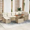 Image de Ensemble De CanapÃ© De Jardin 8 PiÃ¨ces Avec Coussins Beige, CanapÃ© De Jardin 2 Places Avec Rangement Et Coussins Beige
