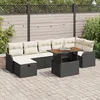 Image de Ensemble De CanapÃ© De Jardin 8 PiÃ¨ces Avec Coussins Noir En Poly Rotin, CanapÃ© De Jardin 2 Places Avec Rangement Et Coussins Noir En Poly Rotin