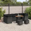 Image de Ensemble De CanapÃ© De Jardin De 10 PiÃ¨ces Avec Coussins Noir Poly Rattan Acacia, Ensemble De Salle Ã Manger De Jardin De 3 PiÃ¨ces Avec Coussins Noir Poly Rattan Acacia