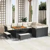 Image de Ensemble De CanapÃ© De Jardin De 12 PiÃ¨ces Avec Coussins En Rattan Poly Noir Acacia, Ensemble De Salle Ã Manger De Jardin De 3 PiÃ¨ces Avec Coussins En Rattan Poly Noir Acacia