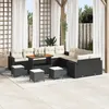 Image de vidaXL Ensemble canapÃ© jardin 14 piÃ¨ces avec coussins poly rattan noir Acacia, vidaXL Ensemble salle Ã  manger jardin 4 piÃ¨ces avec coussins poly rattan noir Acacia