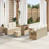 Image de Set De CanapÃ© De Jardin 9 PiÃ¨ces Avec Coussins Beige Poly Rattan Acacia, Ensemble De Salle Ã Manger De Jardin 3 PiÃ¨ces Avec Coussins Beige Poly Rattan Acacia