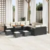 Image de Ensemble De CanapÃ© De Jardin 14 PiÃ¨ces Vidaxl Avec Coussins En Poly Rotin Noir Et Acacia, Ensemble De DÃ®ner De Jardin 4 PiÃ¨ces Vidaxl Avec Coussins En Poly Rotin Noir Et Acacia