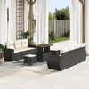 Image de Vidaxl Ensemble De CanapÃ© De Jardin 10 PiÃ¨ces Avec Coussins Rattan Poly Noir Acacia, Vidaxl Ensemble De Salle Ã Manger De Jardin 3 PiÃ¨ces Avec Coussins Rattan Poly Noir Acacia