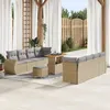 Image de Ensemble De CanapÃ©s De Jardin De 11 PiÃ¨ces Avec Coussins Beige Poly Rattan Acacia, Ensemble De Salle Ã Manger De Jardin De 3 PiÃ¨ces Avec Coussins Beige Poly Rattan Acacia