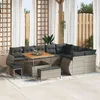 Image de Ensemble De CanapÃ© De Jardin Vidaxl 12 PiÃ¨ces Avec Coussins Gris Poly Rattan Acacia, Ensemble De Salle Ã Manger De Jardin Vidaxl 3 PiÃ¨ces Avec Coussins Gris Poly Rattan Acacia