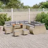 Image de Vidaxl Ensemble De Sofa De Jardin 14 PiÃ¨ces Avec Coussins Beige Poly Rattan Acacia, Vidaxl Ensemble De Salle Ã Manger De Jardin 4 PiÃ¨ces Avec Coussins Beige Poly Rattan Acacia