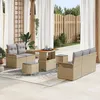 Image de vidaXL Vidaxl Ensemble De Canapé De Jardin 8 Pièces Avec Coussins Beige Rotin Poly Acacia, Vidaxl Canapé De Jardin 2 Places Avec Coussins Beige Rotin Poly, Vidaxl Ensemble De Salle À Manger De Jardin 3 Pièces Avec Coussins Beige Rotin Poly Acacia