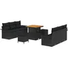 Image de Vidaxl Ensemble De CanapÃ© De Jardin 9 PiÃ¨ces Avec Coussins Noir Poly Rattan Acacia, Vidaxl CanapÃ© De Jardin 2 Places Avec Coussins Noir Poly Rattan, Vidaxl Ensemble De Salle Ã Manger De Jardin 3 PiÃ¨ces Avec Coussins Noir Poly Rattan Acacia