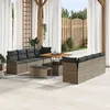Image de Vidaxl Ensemble De CanapÃ© De Jardin 11 PiÃ¨ces Avec Coussins En Gris Poly Rotin Acacia, Vidaxl CanapÃ© De Jardin 2 Places Avec Coussins En Gris Poly Rotin, Vidaxl Ensemble De Salle Ã Manger De Jardin 3 PiÃ¨ces Avec Coussins En Gris Poly Rotin Acacia