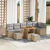 Image de Ensemble De Sofa De Jardin 9 PiÃ¨ces Vidaxl Avec Coussins Beige Rattan Poly Acacia