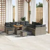 Image de vidaXL Vidaxl Ensemble De Canapé De Jardin 13 Pièces Avec Coussins Gris Poly Rattan Acacia, Vidaxl Canapé De Jardin 2 Places Avec Coussins Gris Poly Rattan, Vidaxl Ensemble De Salle À Manger De Jardin 3 Pièces Avec Coussins Gris Poly Rattan Acacia