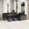 Image de vidaXL Ensemble De Salon De Jardin 14 Pièces Vidaxl Avec Coussins Noir Poly Rotin Acacia, Canapé De Jardin 2 Places Vidaxl Avec Coussins Noir Poly Rotin, Ensemble De Salle À Manger De Jardin 4 Pièces Avec Coussins Noir Poly Rotin Acacia