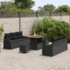 Image de Set de CanapÃ© de Jardin vidaXL 9 piÃ¨ces avec Coussins Noir Poly Rattan Acacia, CanapÃ© de Jardin vidaXL 2 places avec Coussins Noir Poly Rattan, Set de Salle Ã  Manger de Jardin 3 piÃ¨ces avec Coussins Noir Poly Rattan Acacia