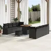 Image de Ensemble De CanapÃ© De Jardin 11 PiÃ¨ces Avec Coussins Noirs, Rattan SynthÃ©tique D'acacia, CanapÃ© De Jardin 2 Places Avec Coussins Noirs En Rattan SynthÃ©tique, Ensemble De Salle Ã Manger De Jardin 3 PiÃ¨ces Avec Coussins Noirs, Rattan SynthÃ©tique D'acacia