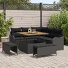 Image de Ensemble De CanapÃ©s De Jardin 8 PiÃ¨ces Avec Coussins Rotin Poly Noir Acacia, CanapÃ© De Jardin 2 Places Avec Coussins Rotin Poly Noir, Ensemble De Salle Ã Manger De Jardin 3 PiÃ¨ces Avec Coussins Rotin Poly Noir Acacia