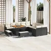 Image de Ensemble De CanapÃ©s De Jardin 13 PiÃ¨ces Avec Coussins En Poly Rattan Noir, CanapÃ© De Jardin 2 Places Avec Coussins En Poly Rattan Noir, Ensemble De Salle Ã Manger De Jardin 3 PiÃ¨ces Avec Coussins En Poly Rattan Noir