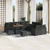 Image de Ensemble De CanapÃ© De Jardin De 13 PiÃ¨ces Vidaxl Avec Coussins Noir Poly Rattan Acacia, CanapÃ© De Jardin 2 Places Vidaxl Avec Coussins Noir Poly Rattan, Ensemble De Salle Ã Manger De Jardin De 3 PiÃ¨ces Vidaxl Avec Coussins Noir Poly Rattan Acacia