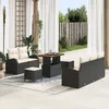 Image de Ensemble de 8 PiÃ¨ces de Sofa de Jardin avec Coussins en Rattan Poly Noir, Sofa de Jardin 2 Places avec Coussins en Rattan Poly Noir, Ensemble de 3 PiÃ¨ces de Salle Ã  Manger de Jardin avec Coussins en Rattan Poly Noir
