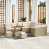 Image de Ensemble De CanapÃ©s De Jardin De 12 PiÃ¨ces Avec Coussins Beige Poly Rattan Acacia, Ensemble De Salle Ã Manger De Jardin De 3 PiÃ¨ces Avec Coussins Beige Poly Rattan Acacia, CanapÃ© De Jardin 2 Places Avec Coussins Beige Poly Rattan