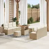 Image de Ensemble De CanapÃ©s De Jardin 9 PiÃ¨ces Avec Coussins Beige Polyrotin Acacia, CanapÃ© De Jardin 2 Places Avec Coussins Beige Polyrotin, Ensemble De Salle Ã Manger De Jardin 3 PiÃ¨ces Avec Coussins Beige Polyrotin Acacia