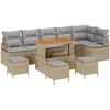 Image de Vidaxl Ensemble De CanapÃ© De Jardin 10 PiÃ¨ces Avec Coussins Beige Rotin SynthÃ©tique Acacia