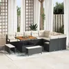 Image de Ensemble De CanapÃ©s De Jardin En 12 PiÃ¨ces Avec Coussins Rattan Poly Noir Acacia, Ensemble De Salle Ã Manger De Jardin En 3 PiÃ¨ces Avec Coussins Rattan Poly Noir Acacia, CanapÃ© De Jardin 2 Places Avec Coussins Rattan Poly Noir