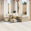 Image de vidaXL Ensemble de Sofa de Jardin vidaXL 13 pièces avec Coussins Beige Poly Rattan Acacia, Sofa de Jardin vidaXL 2 places avec Coussins Beige Poly Rattan, Ensemble de Dîner de Jardin vidaXL 3 pièces avec Coussins Beige Poly Rattan Acacia