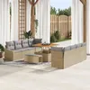 Image de Ensemble De CanapÃ© De Jardin 11 PiÃ¨ces Avec Coussins Beige Poly Rotin Acacia, CanapÃ© De Jardin 2 Places Avec Coussins Beige Poly Rotin, Ensemble De Salle Ã Manger De Jardin 3 PiÃ¨ces Avec Coussins Beige Poly Rotin Acacia