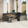 Image de Ensemble De CanapÃ©s De Jardin Vidaxl En 12 PiÃ¨ces Avec Coussins Gris Poly Rattan Acacia, Ensemble De Salle Ã Manger De Jardin Vidaxl En 3 PiÃ¨ces Avec Coussins Gris Poly Rattan Acacia, CanapÃ© De Jardin De 2 Places Avec Coussins Gris Poly Rattan