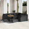 Image de Ensemble De Canapés De Jardin 12 Pièces Avec Coussins Noir Poly Rattan Acacia, Ensemble De Salle À Manger De Jardin 3 Pièces Avec Coussins Noir Poly Rattan Acacia, Canapé De Jardin Pour 2 Personnes Avec Coussins Noir Poly Rattan