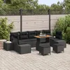 Image de Vidaxl Ensemble De CanapÃ©s De Jardin 10 PiÃ¨ces Avec Coussins En Rattan Poly Noir, Vidaxl CanapÃ© De Jardin 2 Places Avec Coussins En Rattan Poly Noir, Vidaxl Ensemble De Salle Ã Manger 3 PiÃ¨ces Avec Coussins En Rattan Poly Noir