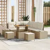 Image de Ensemble De CanapÃ© De Jardin Vidaxl 8 PiÃ¨ces Avec Coussins Beige En Poly Rotin Acacia, CanapÃ© De Jardin 2 Places Vidaxl Avec Coussins Beige En Poly Rotin, Ensemble De Salle Ã Manger De Jardin 3 PiÃ¨ces Vidaxl Avec Coussins Beige En Poly Rotin Acacia