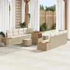 Image de Vidaxl Ensemble De Salon De Jardin 11 PiÃ¨ces Avec Coussins Beige Poly Rattan Acacia, Vidaxl Ensemble De Salle Ã Manger De Jardin 3 PiÃ¨ces Avec Coussins Beige Poly Rattan Acacia