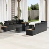 Image de vidaXL Ensemble de 11 PiÃ¨ces de CanapÃ© de Jardin avec Coussins Noir Poly Rattan Acacia, vidaXL Ensemble de 3 PiÃ¨ces de Salle Ã  Manger de Jardin avec Coussins Noir Poly Rattan Acacia