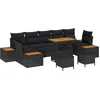 Image de Ensemble De CanapÃ© De Jardin 10 PiÃ¨ces Vidaxl Avec Coussins En Poly Rotin Noir Acacia, Ensemble De Jardin 3 PiÃ¨ces Vidaxl Avec Coussins En Poly Rotin Noir Acacia