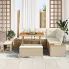 Image de Ensemble De CanapÃ©s De Jardin De 8 PiÃ¨ces Vidaxl Avec Coussins Beige Poly Rattan Acacia, Ensemble De Salle Ã Manger De Jardin De 3 PiÃ¨ces Vidaxl Avec Coussins Beige Poly Rattan Acacia