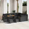 Image de Ensemble De CanapÃ© De Jardin 13 PiÃ¨ces Avec Coussins Noir Poly Rattan Acacia, Ensemble De Mobilier De Jardin 4 PiÃ¨ces Avec Coussins Noir Poly Rattan Acacia