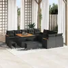 Image de CanapÃ© De Jardin 13 PiÃ¨ces Avec Coussins Noir Rattan Acacia, Salle Ã Manger De Jardin 3 PiÃ¨ces Avec Coussins Noir Rattan Acacia