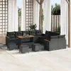 Image de Ensemble De CanapÃ©s De Jardin Vidaxl 14 PiÃ¨ces Avec Coussins Noir Rattan Poly Acacia, Ensemble De DÃ®ner De Jardin Vidaxl 4 PiÃ¨ces Avec Coussins Noir Rattan Poly Acacia