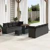 Image de Ensemble de canapÃ© jardin 11 piÃ¨ces avec coussins noir poly rattan, Ensemble de salle Ã  manger jardin 3 piÃ¨ces avec coussins noir poly rattan