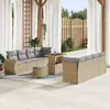 Image de Ensemble De CanapÃ©s De Jardin 11 PiÃ¨ces Avec Coussins Beige Rattan Poly, Ensemble De Salle Ã Manger De Jardin 3 PiÃ¨ces Avec Coussins Beige Rattan Poly