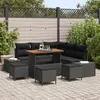 Image de CanapÃ© jardin 9 piÃ¨ces avec coussins Noir Poly Rattan Acacia, CanapÃ© jardin 2 places avec rangement et coussins Noir Poly Rattan, Ensemble salle Ã  manger jardin 4 piÃ¨ces avec coussins Noir Poly Rattan Acacia