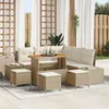 Image de Ensemble De CanapÃ© De Jardin Vidaxl 9 PiÃ¨ces Avec Coussins Beige Poly Rattan Acacia, CanapÃ© De Jardin Vidaxl 2 Places Avec Rangement Et Coussins Beige Poly Rattan, Ensemble De DÃ®ner De Jardin Vidaxl 4 PiÃ¨ces Avec Coussins Beige Poly Rattan Acacia