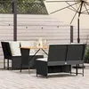 Image de vidaXL Salon de jardin 3 pcs avec coussins noir résine tressée3365341