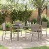 Image de Ensemble De Salle Ã Manger De Jardin 5 PiÃ¨ces Gris Poly Rattan, Chaises De Jardin Empilables Avec Coussins 2 Pcs Gris Poly Rattan