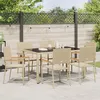 Image de vidaXL Vidaxl Ensemble Repas Jardin 7 Pièces Beige Poly Rotin, Chaises De Jardin Empilables Vidaxl Avec Coussins 2 Pcs Beige Poly Rotin
